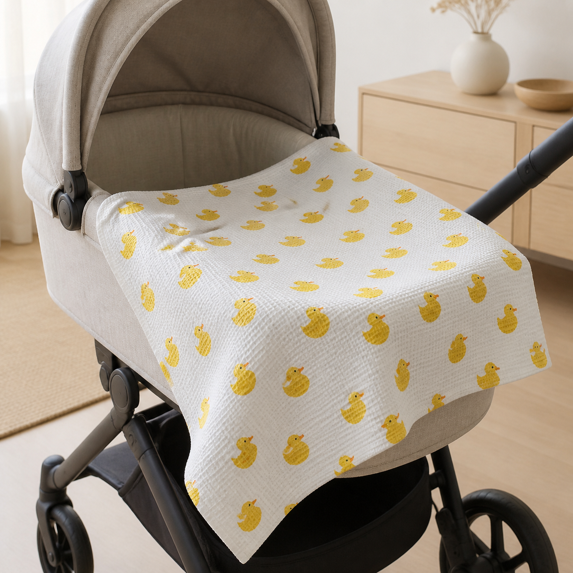 Svadilfari printed stroller piqué with chicks